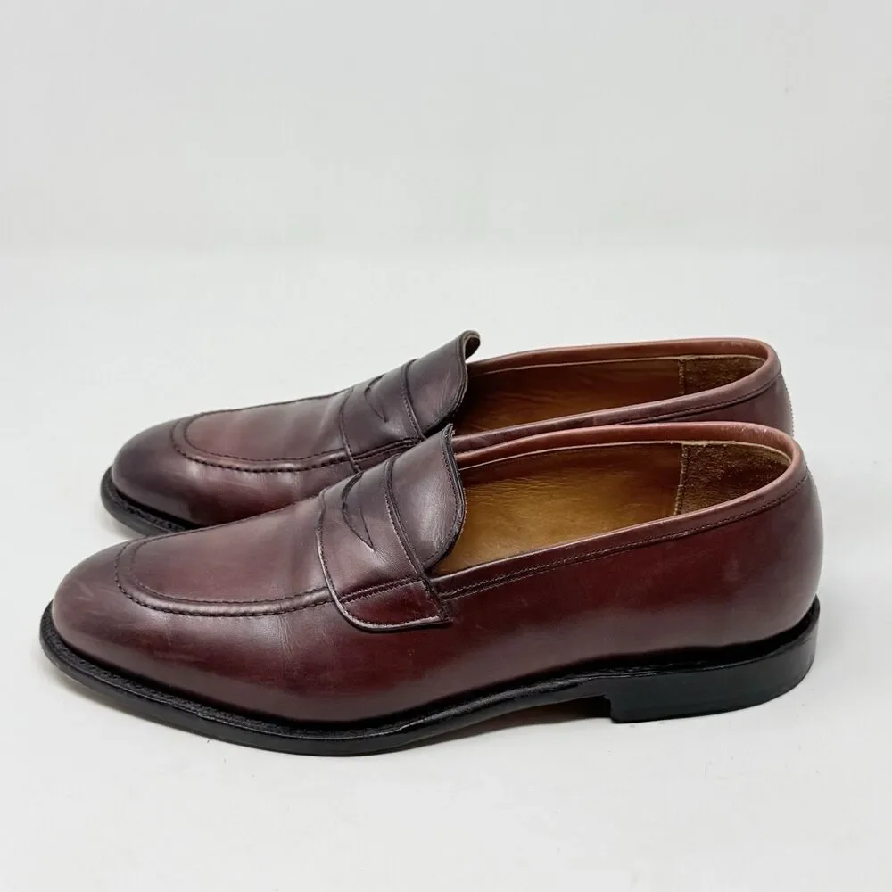 Allen Edmonds Lake Forest Penny Loafers Mens 9.5 D Burgundy Leather Dress Shoes